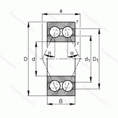 Подшипник шариковый радиально-упорный 3004-B-TVH от производителя  FAG Подшипник шариковый радиально-упорный 3004-B-TVH от производителя  FAG