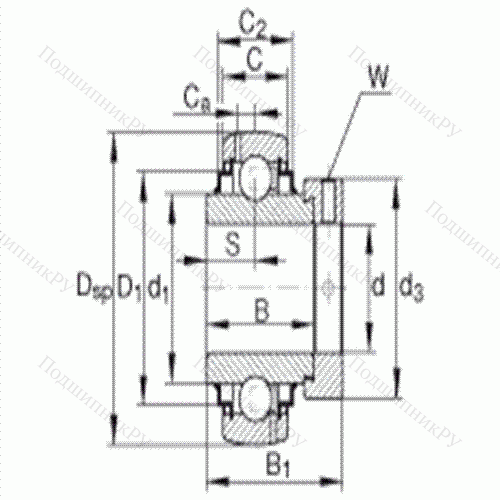 Подшипник шариковый закрепляемый G 1010-KRR-B-AS 2/V от производителя  INA Подшипник шариковый закрепляемый G 1010-KRR-B-AS 2/V от производителя  INA