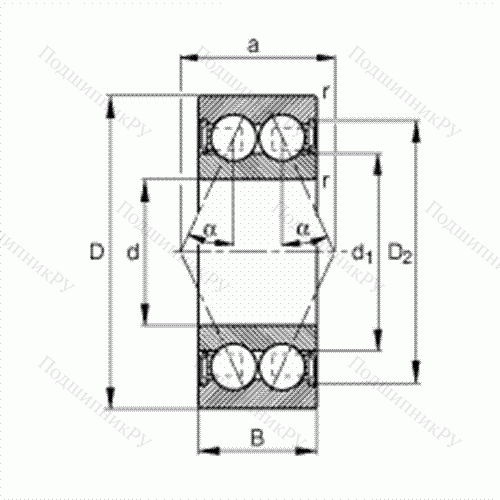 Подшипник шариковый радиально-упорный 3004-B-2RSR-TVH от производителя  FAG Подшипник шариковый радиально-упорный 3004-B-2RSR-TVH от производителя  FAG