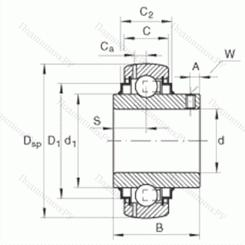 Подшипник шариковый закрепляемый GY 1010-KRR-B-AS 2/V от производителя  INA Подшипник шариковый закрепляемый GY 1010-KRR-B-AS 2/V от производителя  INA